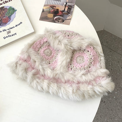 Women's Knitted Fur Bucket Hat
