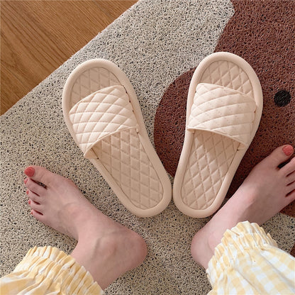 Women's Geometric Plaid Slippers