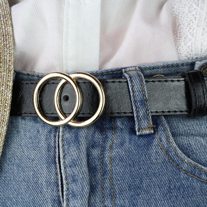 Women's Leather Double Ring Buckle