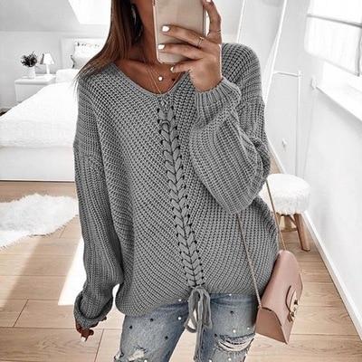Women's V Knitted Sweater