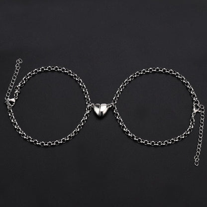 Couple Bracelet Heart Magnetic ( 2 pcs Stainless Steel)